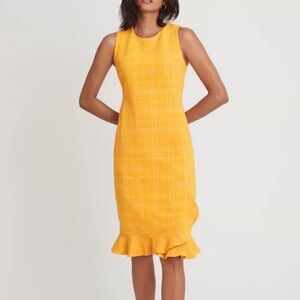 Ann Taylor Plaid Sleeveless Ruffle Hem Dress Size 6